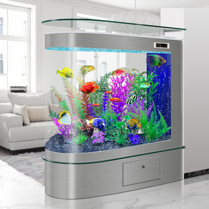 Aquarium de luxe léger, design 'Bullet Head', pour salon, petit, sur pied, grand écran, cloison d'entrée, chauffant, multicolore, 25W PE - Product Image 3
