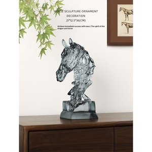 Escultura de Cabeza de Caballo de Resina con Textura de Cristal, Modelo Mi Yu 2026, Estilo Chino Moderno, para Sala de Estar, Entrada, Regalo de Inauguración - Product Image 3