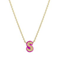 Gemnel Argent Sterling 925 Vente en gros Trendy Pendentif lettre en émail plaqué or 14 carats Collier en émail arc-en-ciel
