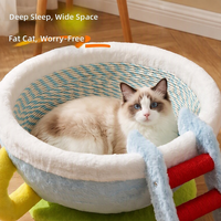 Plateforme d'escalade pour chat d'intérieur, lit et griffoir, en panneau de densité en papier de chanvre, forme tasse à café, enveloppé de corde, respirant et chaud, jouet