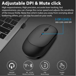 Souris optique sans fil silencieuse portable à double mode Bluetooth avec récepteur USB, fabriquée en Chine - Product Image 4
