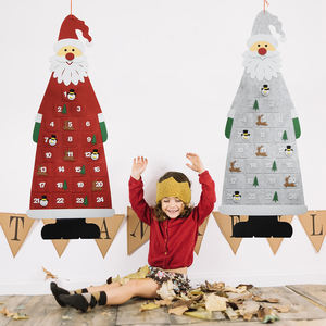 Calendrier de l'Avent en feutre polyester avec poches, décoration murale de Noël, 24 jours, décorations de porte de Noël réutilisables - Product Image 2
