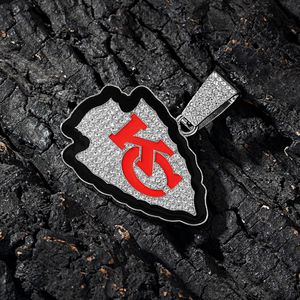 Collier chaîne cubaine plaqué or avec zircon, thème Championnat Kansas City Chiefs – Le <span class=keywords><strong>meilleur</strong></span> cadeau pour les supporters des équipes de la <span class=keywords><strong>NFL</strong></span> - Product Image 5