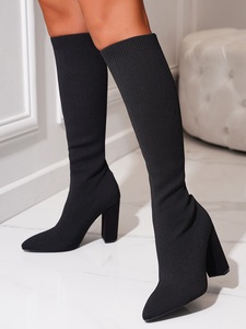 Bottes mi-mollet tricotées élastiques confortables, nouvelle collection automne-hiver 2025, tailles 35-42 - Product Image 4