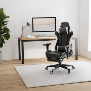 Chaise de jeu ergonomique 4D avec repose-pieds, aspect <span class=keywords><strong>siège</strong></span> sport, noir et blanc, cuir diamant de luxe, chaise longue <span class=keywords><strong>gamer</strong></span> pro, grande, nouvelle - Product Image 4