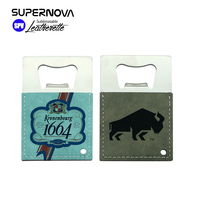 Ouvre-bouteille promotionnel en acier inoxydable de forme carrée moderne avec cuir PU pour impression par sublimation
