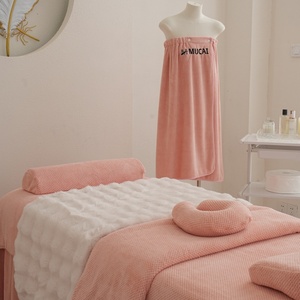 Chất Lượng Hàng Đầu Vẻ Đẹp Salon Chức Năng Massage Couch Đầy Đủ Bìa Màu Hồng Cơ Thể Thoải Mái Massage Giường Váy Tấm - Product Image 2