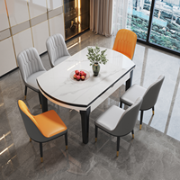 Table à manger carrée moderne en roche, pour petit appartement, design télescopique réglable, 6 places, table à manger de luxe écologique