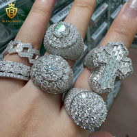 Offre Spéciale – Bagues en Argent Sterling 925 avec Moissanite VVS1, Bagues Moissanite Iced Out pour Hommes, Bagues Moissanite Hip-Hop, Testées au Diamant (GRA)