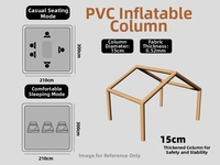 4 Saisons 7.5 ㎡   Tente de camping gonflable d'extérieur avec 2 portes, 2 fenêtres, en coton Oxford, imperméable, protection solaire, tente de glamping chaude