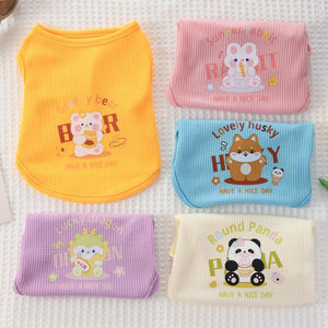 Pet Dog <b>Cat</b> Vest Waffle Knit Cartoon Animal Print Summer Spring Autumn <b>Clothes</b> For Small Pets - Product Image 2