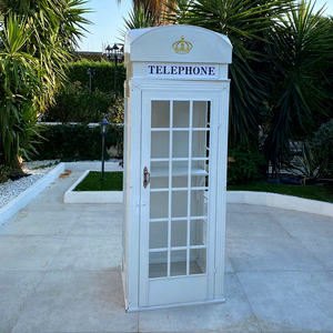Cabina Telefonica Londinese per Decorazioni Matrimoniali, Hotel, Centri Commerciali, Cabina Telefonica Retrò con Fiori Artificiali - Product Image 1