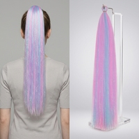 Cheveux synthétiques tressés personnalisés en fibre haute température avec paillettes brillantes pour des torsades arc-en-ciel scintillantes