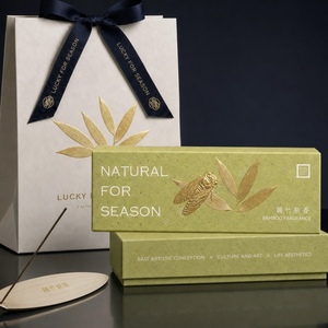 Luxury Reed Diffuser Packaging <b>Box</b> Custom Rigid Gift <b>Box</b> With Gold Foil Embossed Bamboo Design Premium Fragrance Packaging - Product Image 1