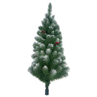 3FT PVC spray peinture blanche arbre de Noël avec baies, pommes de pin, support en plastique