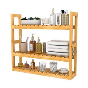 Étagère de salle de bain en bambou à 3 niveaux, porte-serviettes mural, organisateur de rangement, design minimaliste - Product Image 5