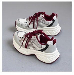 Zapatillas deportivas transpirables para mujer, estilo veraniego, con parte superior de malla, suela gruesa, que aumentan la altura, deportivas, informales, a la moda, originales. - Product Image 4