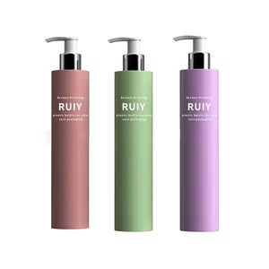 250ml Custom Slim Round shape Candy Color Plastic Gel Shampoo Bottle Pump Seal for Personal Care Matte surface