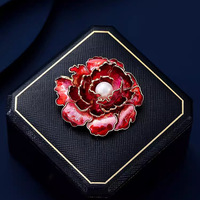 Broche personnalisée en perles de pivoine, élégante, pour femme, vente en gros