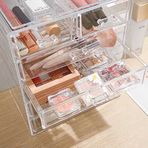 Kim cương <span class=keywords><strong>Acrylic</strong></span> trang điểm hộp trang điểm bút lông mày bút chì lưu trữ hộp năm lớp ngăn kéo lưu trữ máy tính để bàn - Product Image 3