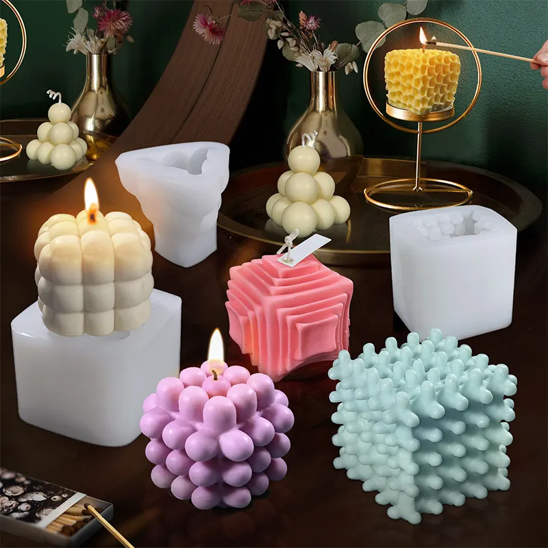 Rubik's Cube Aromatherapy Candle Silicone Mold DIY Pyramid Magic Ball Gypsum Handmade Soap Candle/