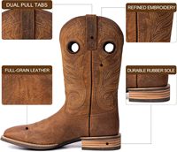 Bottes de cowboy occidentales mi-hautes pour hommes, peintes à la main, en cuir pleine fleur, tige en cuir de vachette, semelle composite 4 couches, fabriquées en Chine (4,6 étoiles)