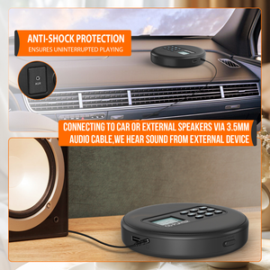 Reproductor de CD Portátil con Doble Altavoz Personalizado de Fábrica, Reproductor de Música Recargable con MP3, USB y Audiolibros, Resistente a Golpes, para Uso en Casa, Auto y Exteriores - Product Image 5