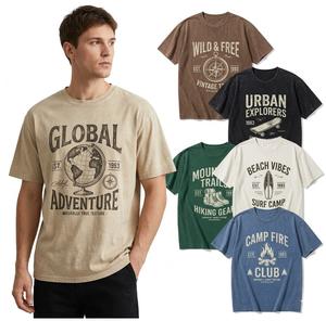 Lotes de Ropa Vintage para Exteriores, Camisetas Unisex con Estampado en el Pecho, Algodón Puro de Alta Calidad, Talla Única, Hecho en China/GUA 18-45 99999 Stock - Product Image 1