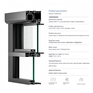 Fenêtres à impact électrique Hurricane, aluminium, <span class=keywords><strong>double</strong></span> <span class=keywords><strong>vitrage</strong></span>, système de levage par vis, pliage, intégration à la maison intelligente, isolation thermique - Product Image 2
