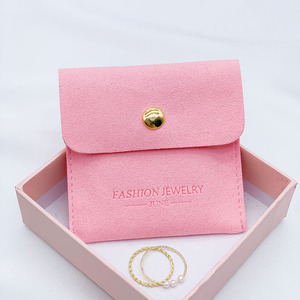 Set Personalizzato con Scatola e Pochette Portagioielli in Pelle Scamosciata Rosa, Sacchetto Portagioielli con <span class=keywords><strong>Porta</strong></span> <span class=keywords><strong>Orecchini</strong></span>, Busta Portagioielli con Bottone - Product Image 2