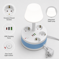 Multiprise de table standard UE avec 4 prises USB multifonctions, idéale pour la maison, la chambre et le chevet, câble de 2m