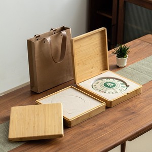 Bamboo Tea <b>Cake</b> Storage <b>Box</b> Square Wooden <b>Gift</b> Packaging Handmade Chinese Style For Pu'er White Rock Tea - Product Image 3