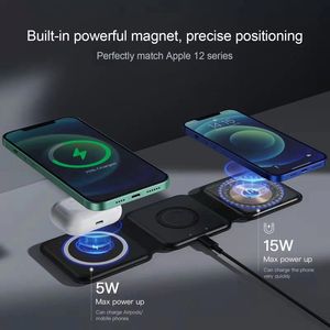 Hot Selling Foldable 15w Fast Magnetic 3 in 1 Wireless Charger Station for Mobile Phone Fast Charging Desktop Charger <b>Stand</b> - Product Image 5