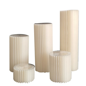Mesa cilíndrica plegable para postres, columna romana de papel kraft, decoración para bodas, soporte de exhibición para fondo. - Product Image 1