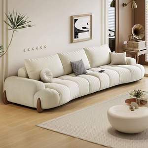 Curved <b>Cat</b> Paw Fabric <b>Sofa</b> White Cream Modern Minimalist Living Room Floor <b>Sofa</b> Semicircular Design Foam Filling - Product Image 3