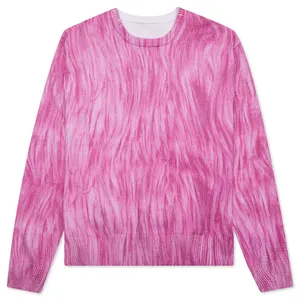 Logo personnalisé pull tricoté hommes rose pull rue mode hommes impression numérique 100% coton tricots pull surdimensionné