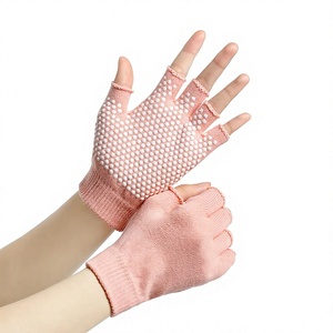 Gants de yoga unisexes antidérapants, demi-doigts, en coton, résistants à l'abrasion, pour Pilates, gym, fitness - Product Image 3