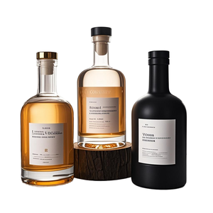 Bouteilles en verre noir mat transparent imprimées à <span class=keywords><strong>l</strong></span>'écran, style nordique, 500 ml et 750 ml, pour <span class=keywords><strong>Gin</strong></span>, Whisky, Vodka, Tequila – Prix usine, vente chaude - Product Image 1