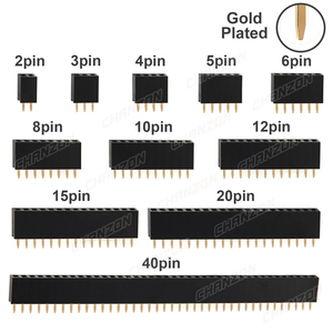 Mạ vàng nữ <span class=keywords><strong>Pin</strong></span> tiêu đề 2.54 mét Pitch 2 3 4 5 6 8 10 <span class=keywords><strong>12</strong></span> 15 20 40 Pins hàng duy nhất 2.54 mét pinhader nối ổ cắm cho PCB - Product Image 1