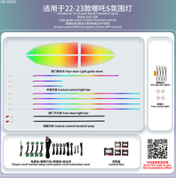 Kit de feux d'ambiance dynamiques multicolores Phantom pour voiture, 21 lumières, feuille de guidage lumineux, pour Nezha S 22-23, commande par écran, lampe intérieure LED