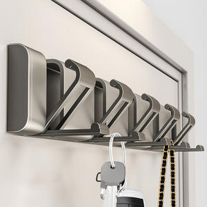 Porte-manteau mural invisible sans perçage, pliable, gris, design minimaliste pour salle de bain, entrée, arrière de porte, rangement - Product Image 5