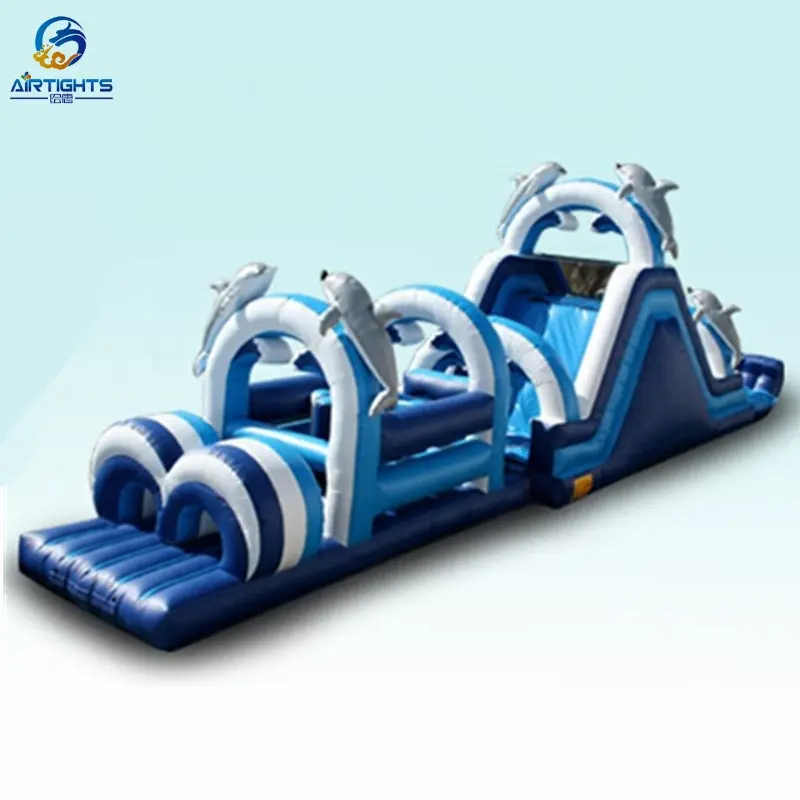 China Manufacturer Interactive Inflatable Dolphin Obstacle Course For Hire Business