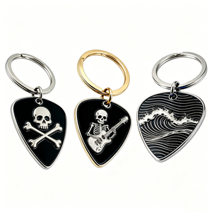 Portachiavi in Metallo a Forma di <span class=keywords><strong>Plettro</strong></span> per Chitarra Personalizzato, con Motivo Personalizzabile, Ciondolo Divertente, Portachiavi in Smalto Duro o Morbido - Product Image 2