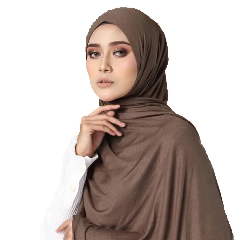 MIO Modal syal Muslim jilbab panjang, dengan topi bawah, turban syal set warna murni hijab lembut topi Dalam modis