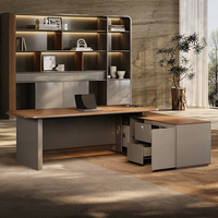 Nouveau Bureau de Direction Moderne 2026 – Surface PVC Texturée 3D en Panneau Écologique E1 avec Hub d'Alimentation Intelligent – Table de Bureau pour Dirigeant – Mobilier de Bureau