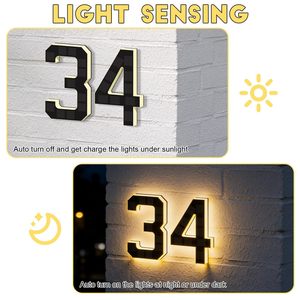 Plaque de porte solaire LED 9 pouces, étanche, illuminée, moderne, pour numéro de maison, villa, jardin, extérieur - Product Image 4