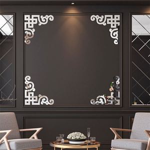 Acrylic 3D <b>Corner</b> Flower Mirror Wall Sticker for Living Room Ceiling <b>Cabinet</b> Diagonal Wall Decoration Waist Line Mirror Sticker - Product Image 6