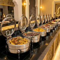 Heißer Verkauf: Luxuriöses rundes Chafing Dish aus Edelstahl – Gastronomie-Buffet-Speisenwärmer direkt vom Hersteller – Chafing Dish Set
