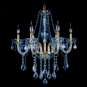New Design European Droplight Traditional Hotel Bedroom KTV Blue <b>Crystal</b> Bead <b>Chandelier</b> Candles - Product Image 3