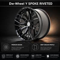 Jantes rivetées DW Y Spoke 18 20 21 22 pouces Noir brillant Concave profond Adaptées pour BMW M3 M4 Taille personnalisée Ajustement personnalisé Fabriqué sur commande